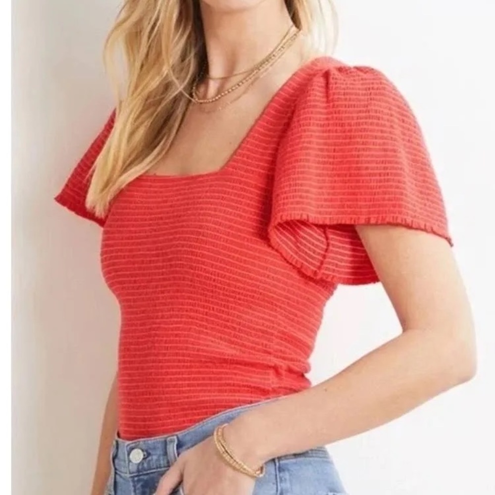 Nation LTD Flutter Sleeve Smocked Top – XS